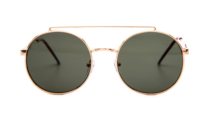 ROUND GOLD FRAME WITH GREEN LENSES