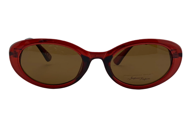 RED OVAL FRAME WITH BROWN LENSES